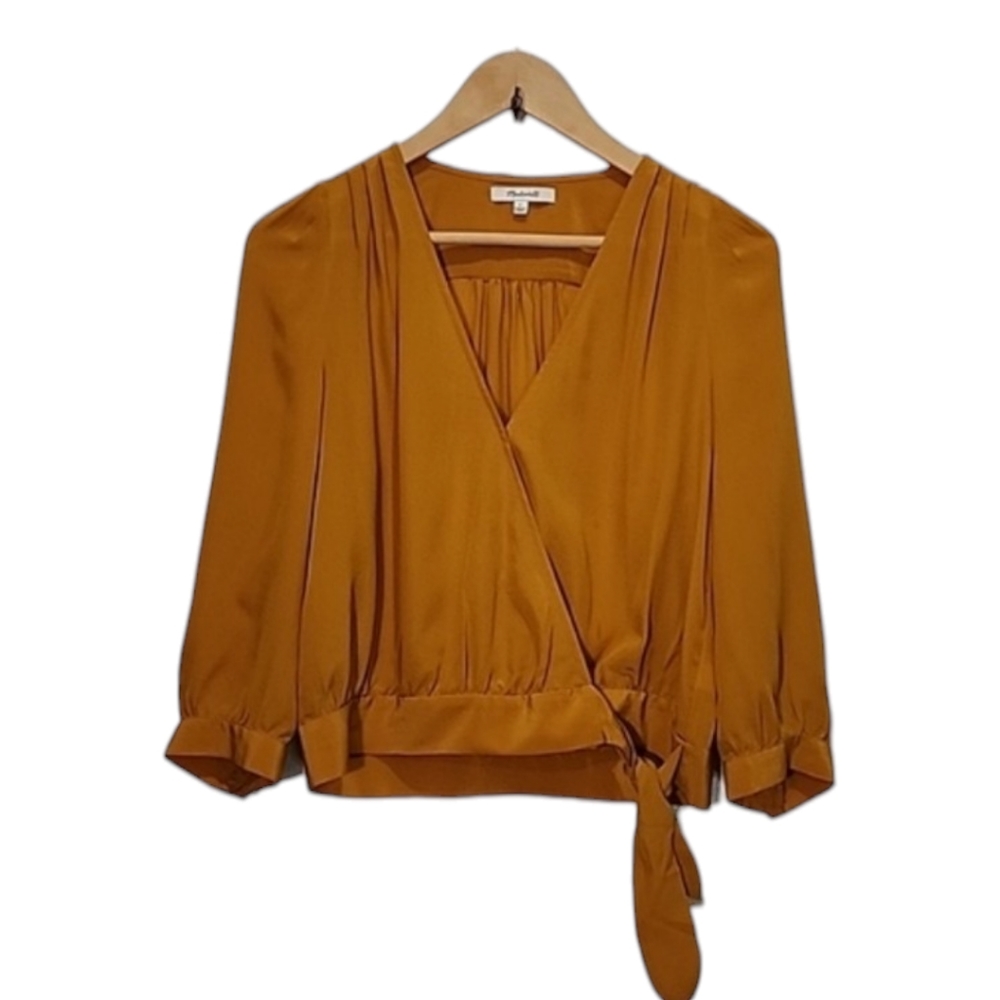 Madewell 100% silk wrap top size S